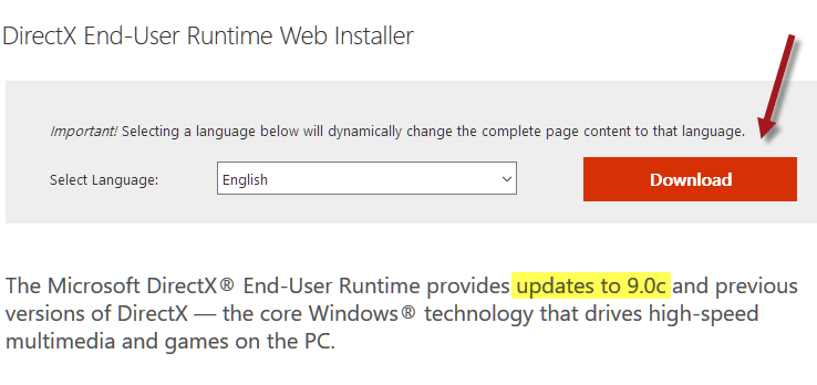 directx end user runtime windows 10
